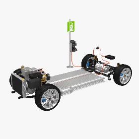 Electric AWD Vehicle Chassis & ChargePoint 3D